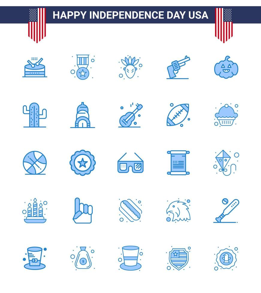 azione vettore icona imballare di americano giorno 25 blu segni e simboli per Stati Uniti d'America zucca americano americano mano modificabile Stati Uniti d'America giorno vettore design elementi