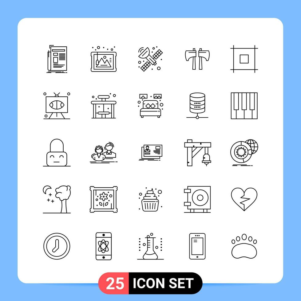 25 linea nero icona imballare schema simboli per mobile applicazioni isolato su bianca sfondo 25 icone impostato vettore