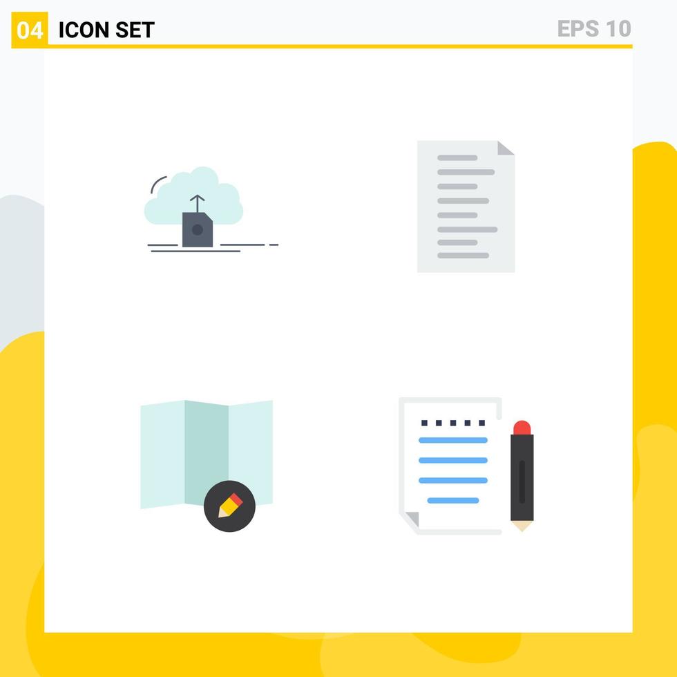moderno impostato di 4 piatto icone pittogramma di nube carta geografica dati html posta modificabile vettore design elementi