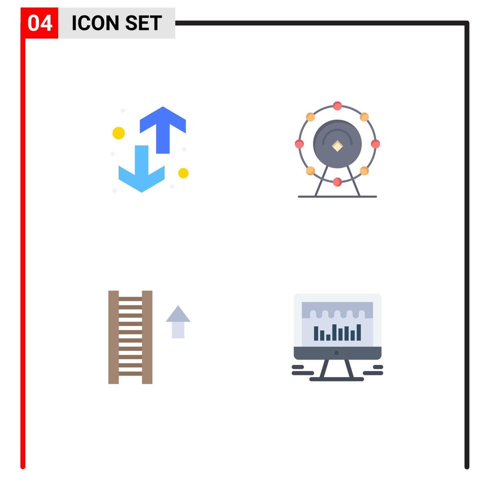 piatto icona imballare di 4 universale simboli di direzione scala tendenza Wi-Fi scala modificabile vettore design elementi