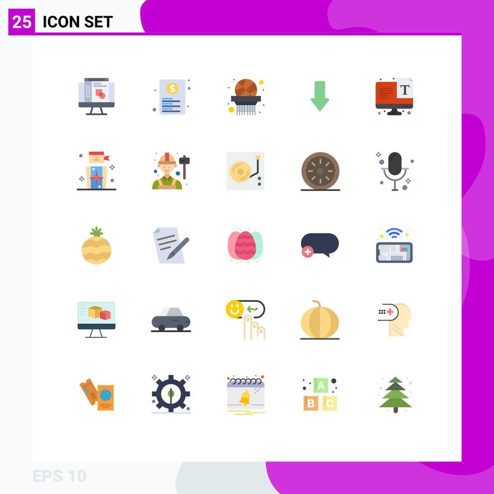 impostato di 25 moderno ui icone simboli segni per tipografia schermo cestino palla Scarica frecce modificabile vettore design elementi