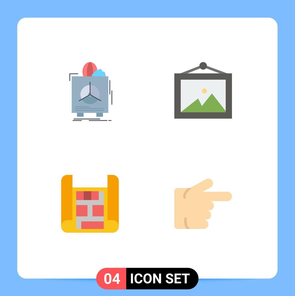 gruppo di 4 piatto icone segni e simboli per assicurazione costruzione garanzia immagine dito modificabile vettore design elementi