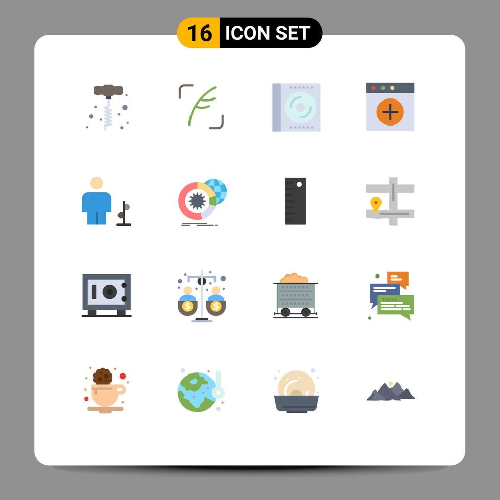 16 universale piatto colore segni simboli di direzione avatar CD nuovo App modificabile imballare di creativo vettore design elementi
