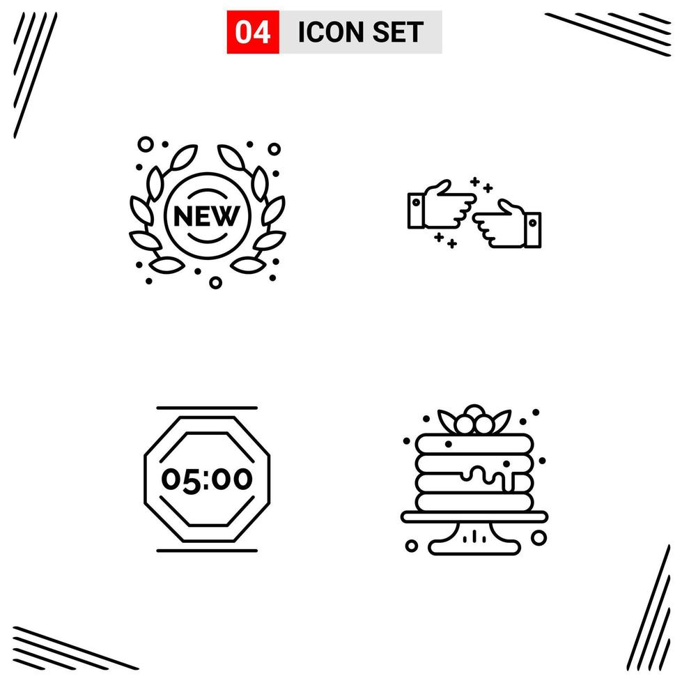 4 icone linea stile griglia basato creativo schema simboli per sito web design semplice linea icona segni isolato su bianca sfondo 4 icona impostato vettore