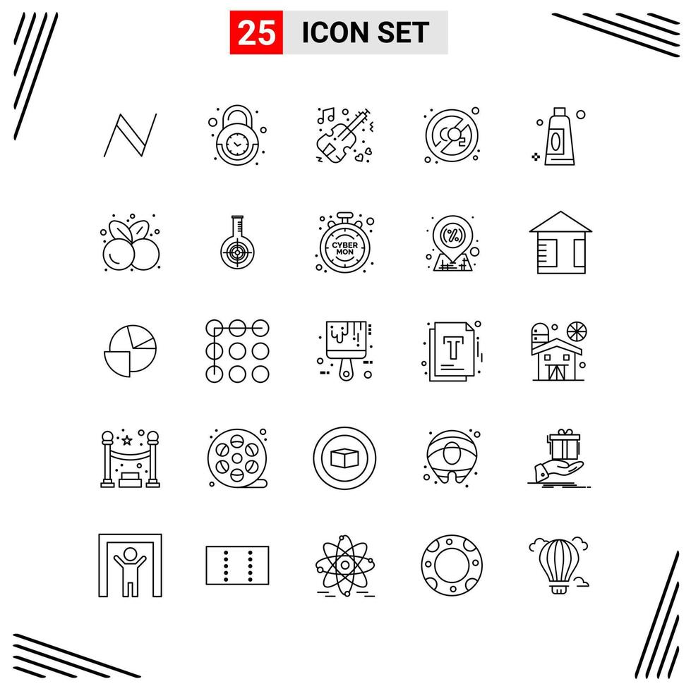 25 icone linea stile griglia basato creativo schema simboli per sito web design semplice linea icona segni isolato su bianca sfondo 25 icona impostato vettore