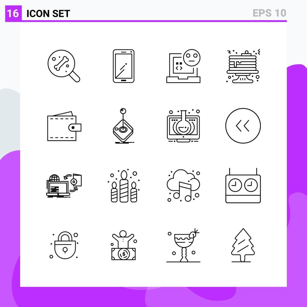 impostato di 16 icone nel linea stile creativo schema simboli per sito web design e mobile applicazioni semplice linea icona cartello isolato su bianca sfondo 16 icone vettore