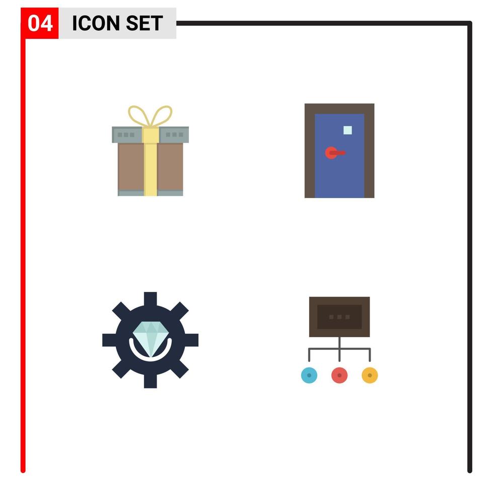 4 utente interfaccia piatto icona imballare di moderno segni e simboli di regalo codifica nastro porta sviluppo modificabile vettore design elementi