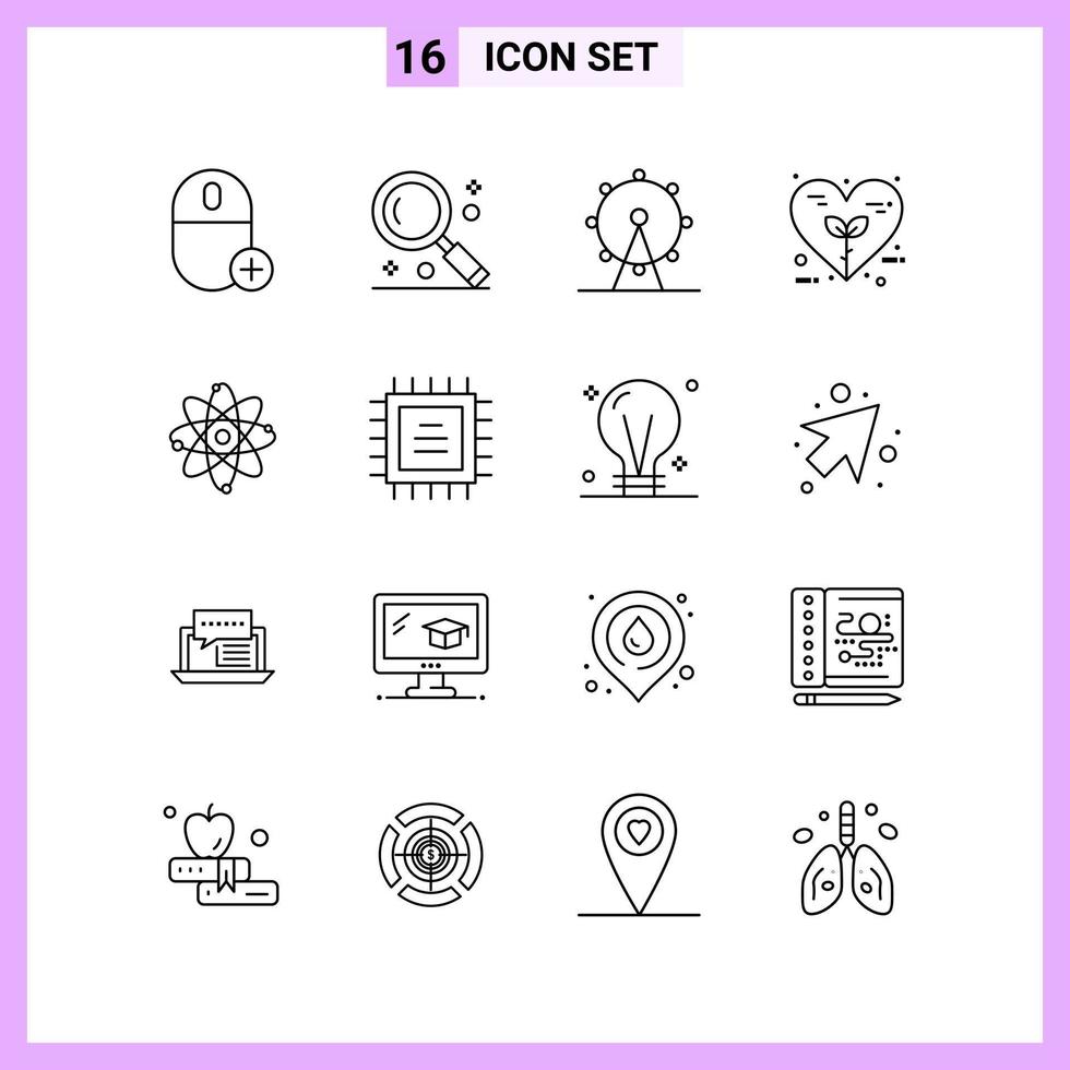 16 icone nel linea stile schema simboli su bianca sfondo creativo vettore segni per ragnatela mobile e Stampa
