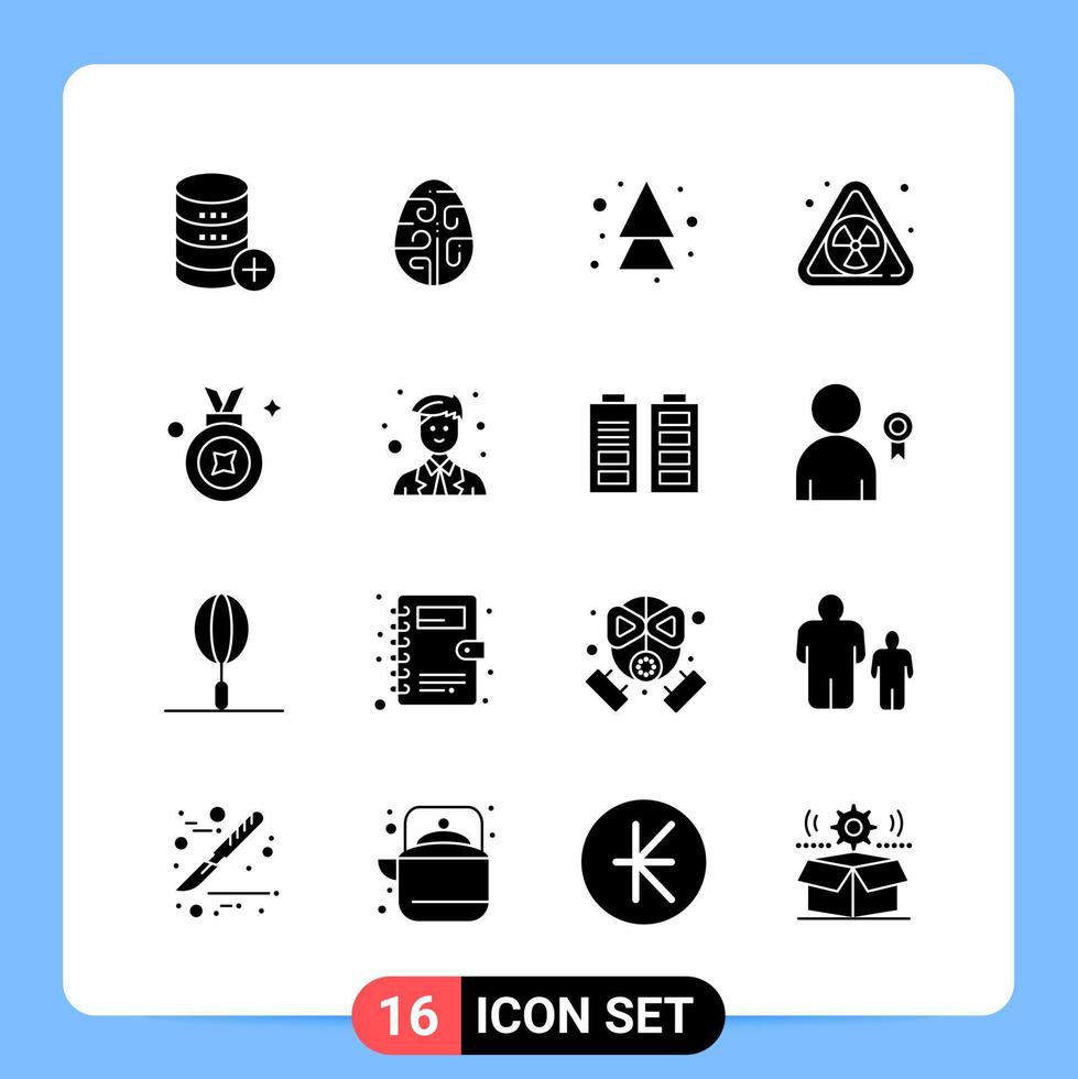 16 solido nero icona imballare glifo simboli per mobile applicazioni isolato su bianca sfondo 16 icone impostato vettore