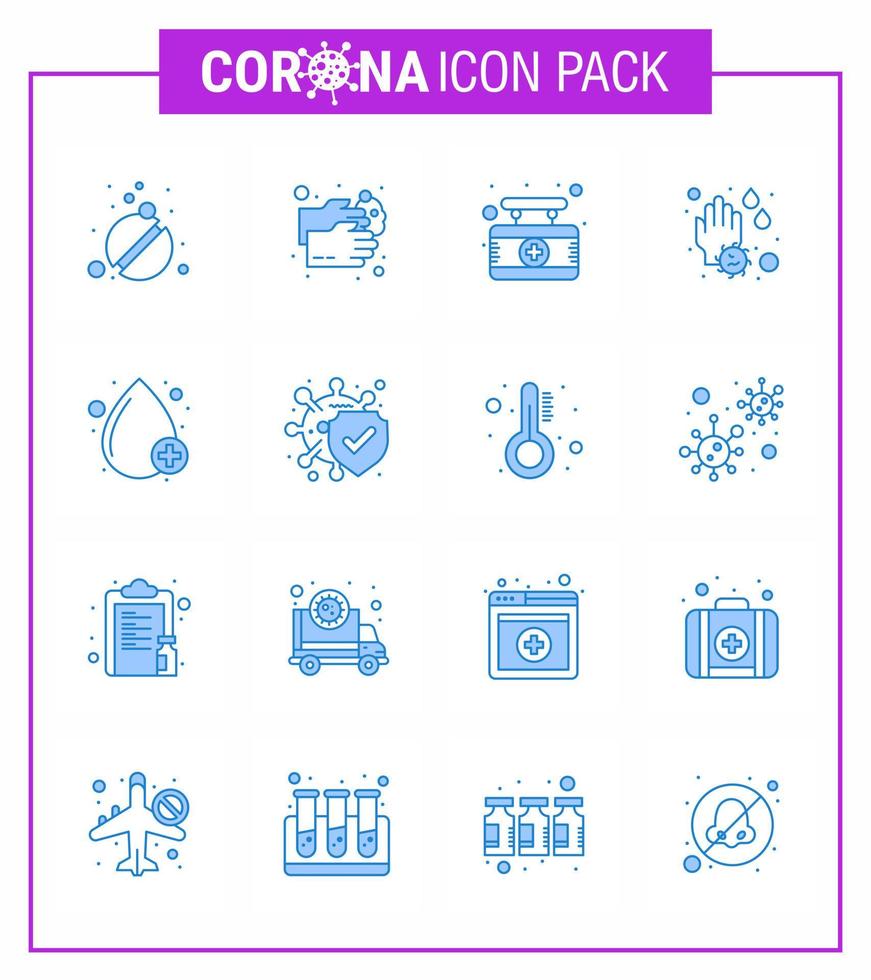 coronavirus prevenzione 25 icona impostato blu sangue lavare acqua sapone cartello virale coronavirus 2019 nov malattia vettore design elementi