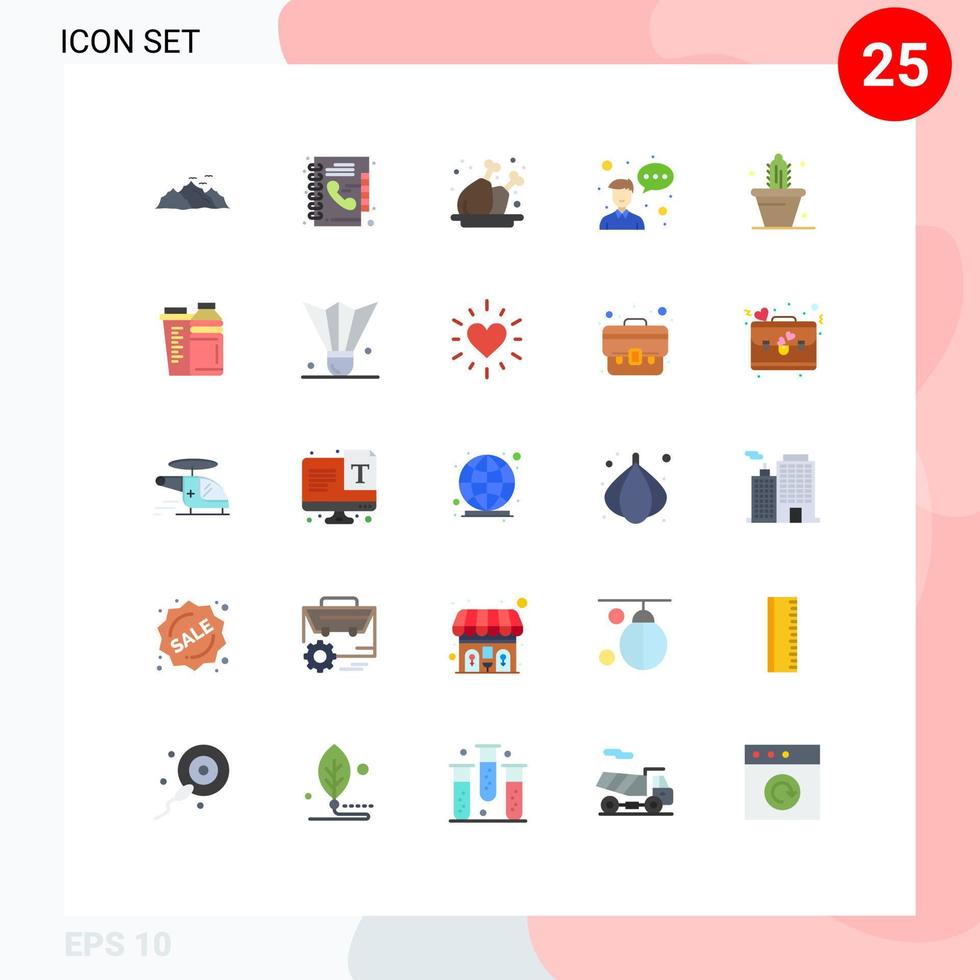 impostato di 25 moderno ui icone simboli segni per cactus imprenditore Telefono libro dipendente piatto modificabile vettore design elementi
