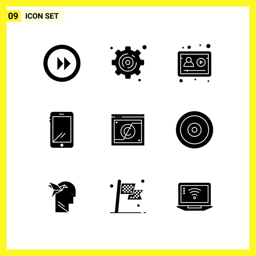 9 icona impostato semplice solido simboli glifo cartello su bianca sfondo per sito web design mobile applicazioni e Stampa media vettore