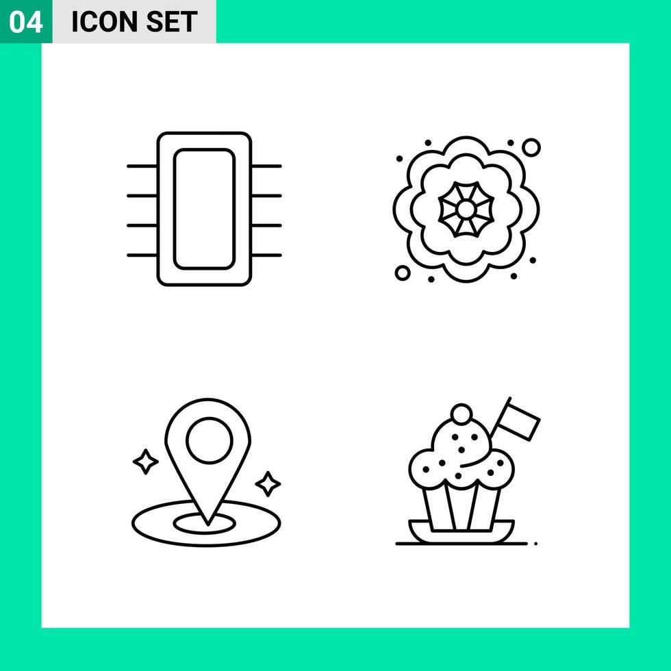 imballare di 4 linea stile icona impostato schema simboli per Stampa creativo segni isolato su bianca sfondo 4 icona impostato vettore