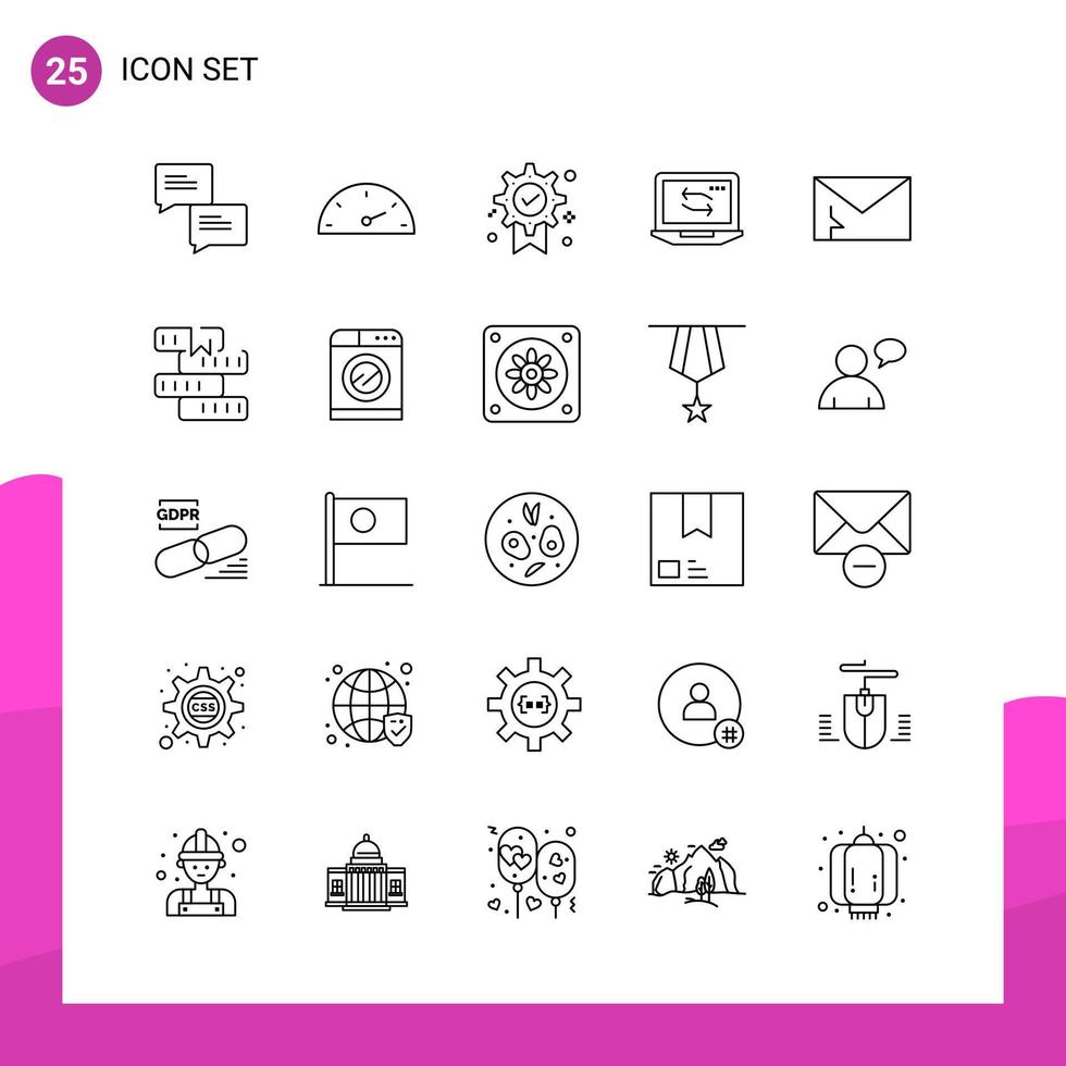 schema icona impostato imballare di 25 linea icone isolato su bianca sfondo per di risposta sito web design Stampa e mobile applicazioni vettore