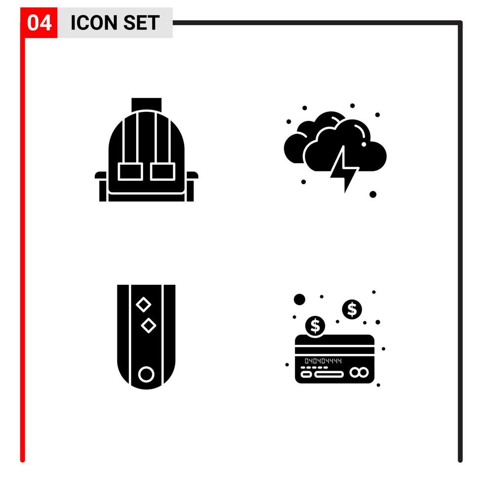 4 generale icone per sito web design Stampa e mobile applicazioni 4 glifo simboli segni isolato su bianca sfondo 4 icona imballare vettore