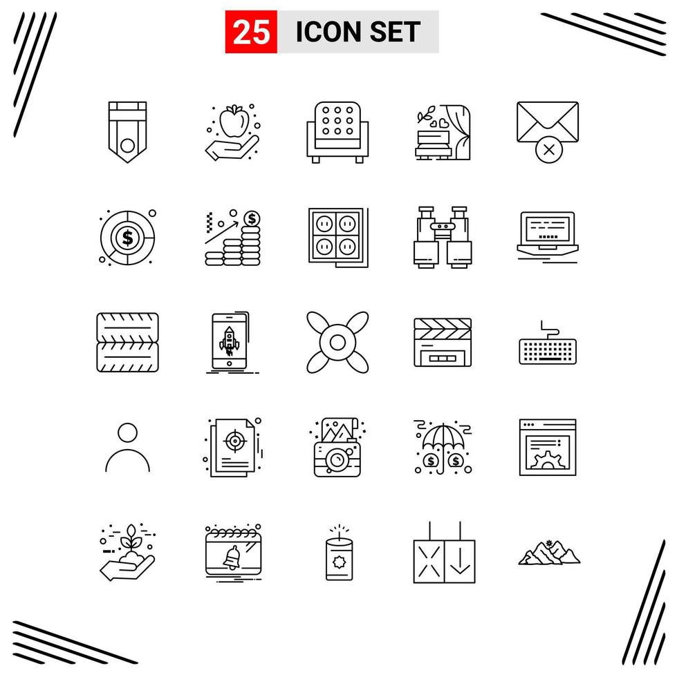 25 icone linea stile griglia basato creativo schema simboli per sito web design semplice linea icona segni isolato su bianca sfondo 25 icona impostato vettore