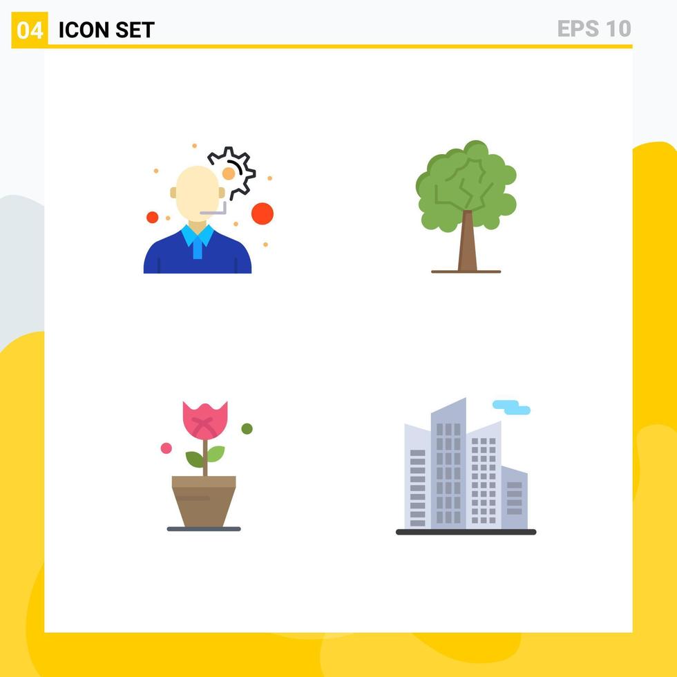 impostato di 4 moderno ui icone simboli segni per cliente servizio tulipano albero decorazione ufficio modificabile vettore design elementi