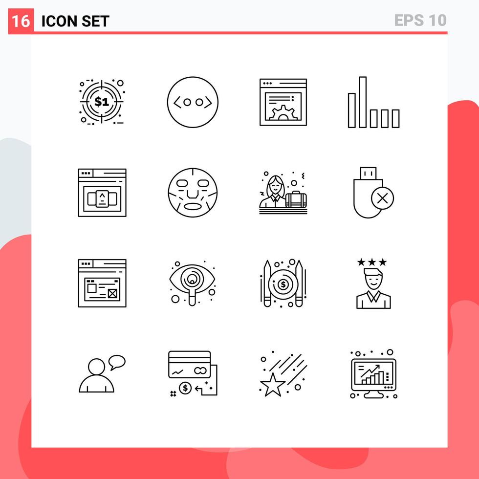 schema imballare di 16 universale simboli di bellezza controllo ambientazione codice segnale modificabile vettore design elementi