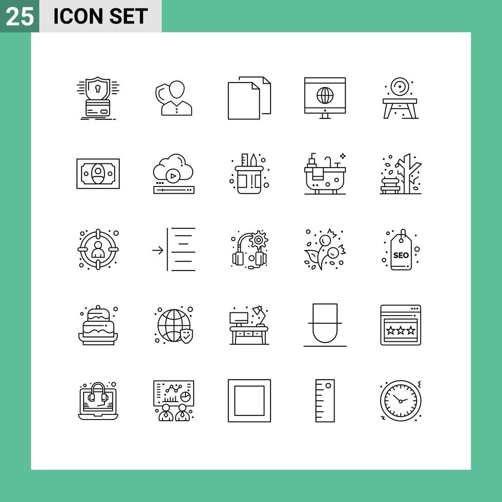 25 universale Linee impostato per ragnatela e mobile applicazioni globale file persona duplicare copia modificabile vettore design elementi