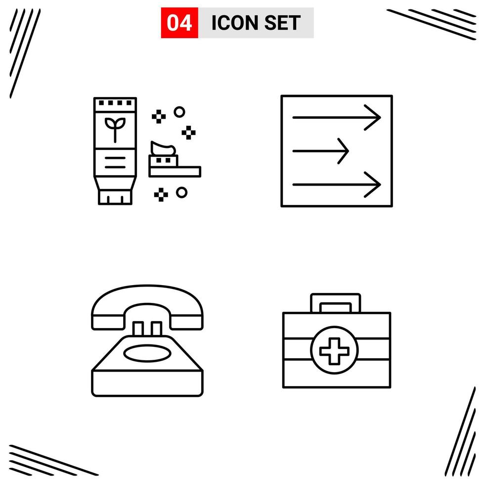 4 icone linea stile griglia basato creativo schema simboli per sito web design semplice linea icona segni isolato su bianca sfondo 4 icona impostato vettore