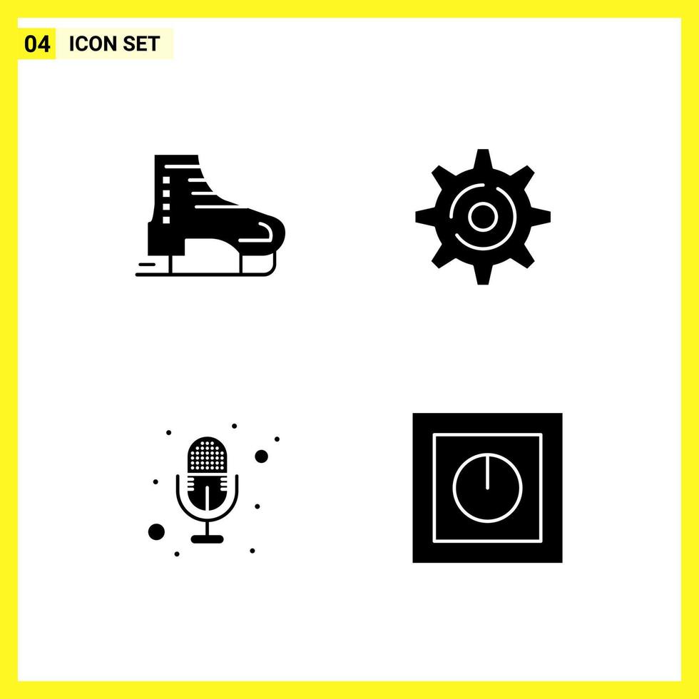 4 icona impostato semplice solido simboli glifo cartello su bianca sfondo per sito web design mobile applicazioni e Stampa media vettore