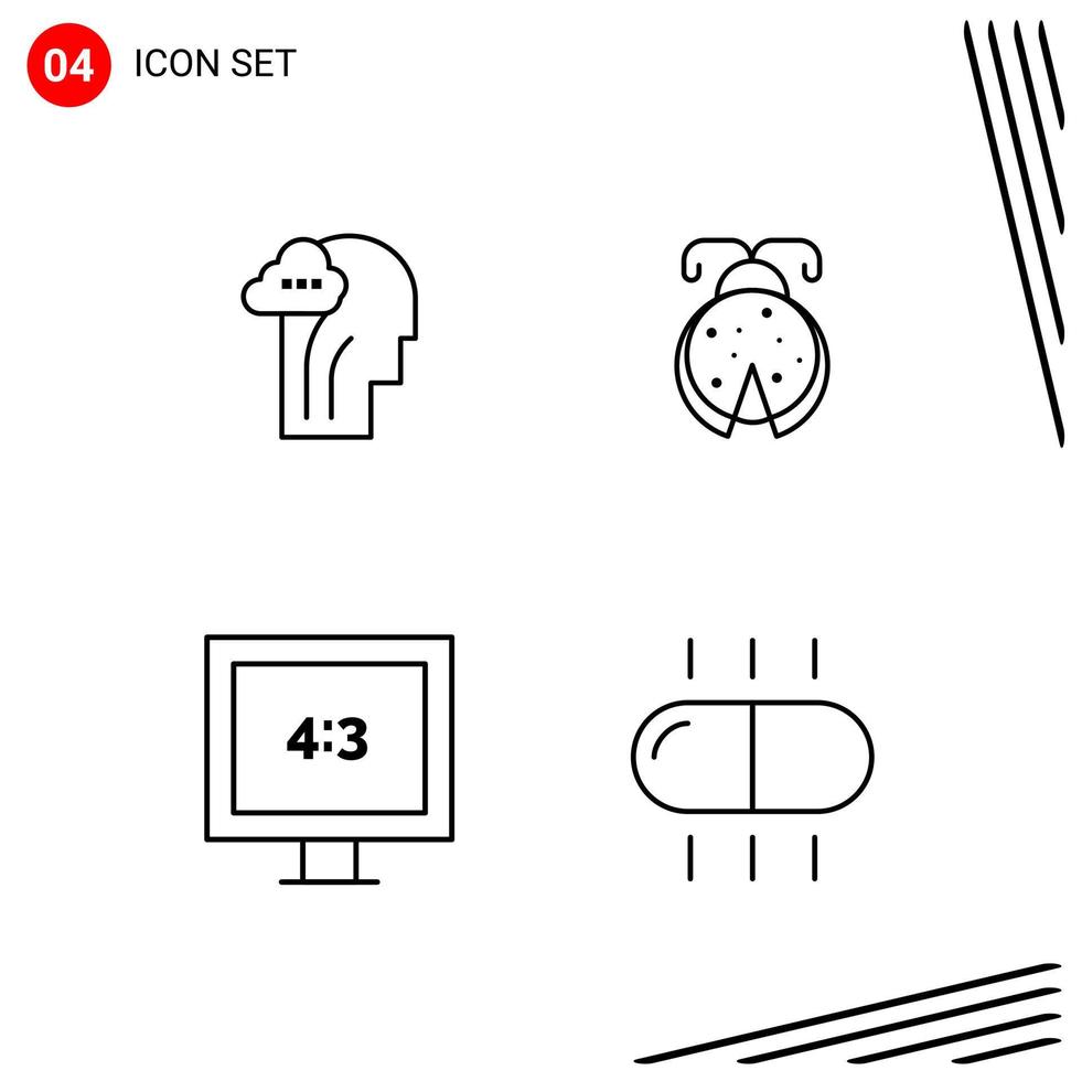 collezione di 4 vettore icone nel linea stile pixel Perfetto schema simboli per ragnatela e mobile linea icona segni su bianca sfondo 4 icone