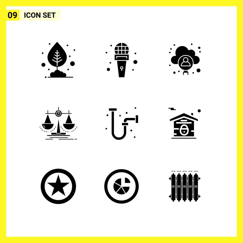 9 icona impostato semplice solido simboli glifo cartello su bianca sfondo per sito web design mobile applicazioni e Stampa media vettore