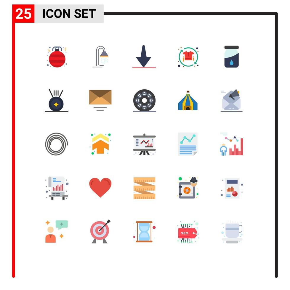 25 utente interfaccia piatto colore imballare di moderno segni e simboli di far cadere processi freccia camicia promuovere modificabile vettore design elementi