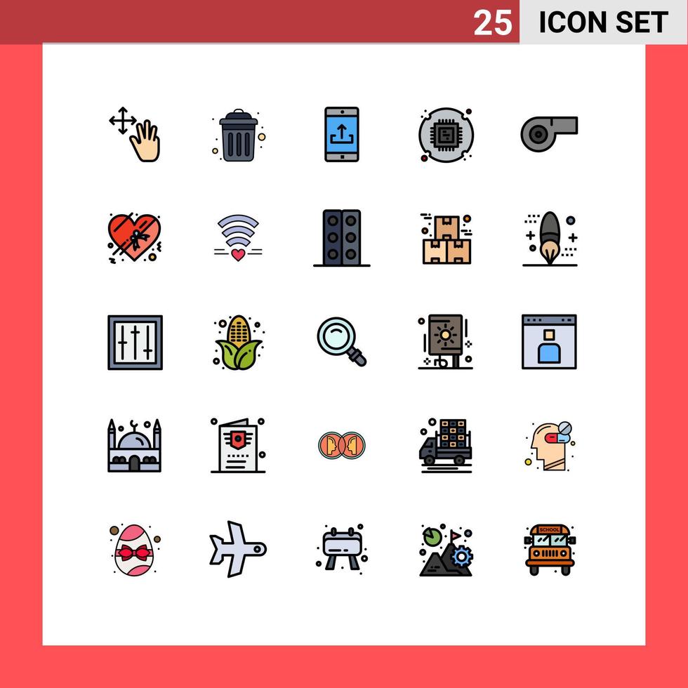25 creativo icone moderno segni e simboli di sport processore applicazione processore caricare modificabile vettore design elementi