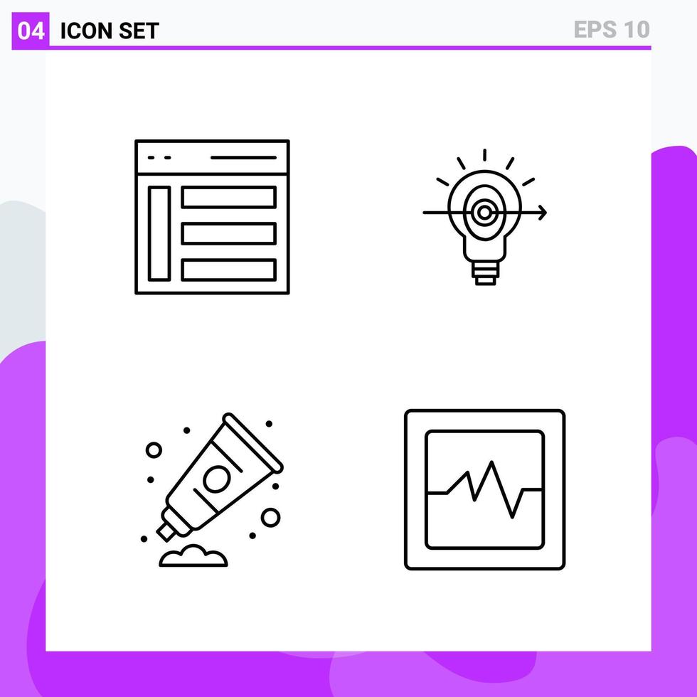 impostato di 4 icone nel linea stile creativo schema simboli per sito web design e mobile applicazioni semplice linea icona cartello isolato su bianca sfondo 4 icone vettore