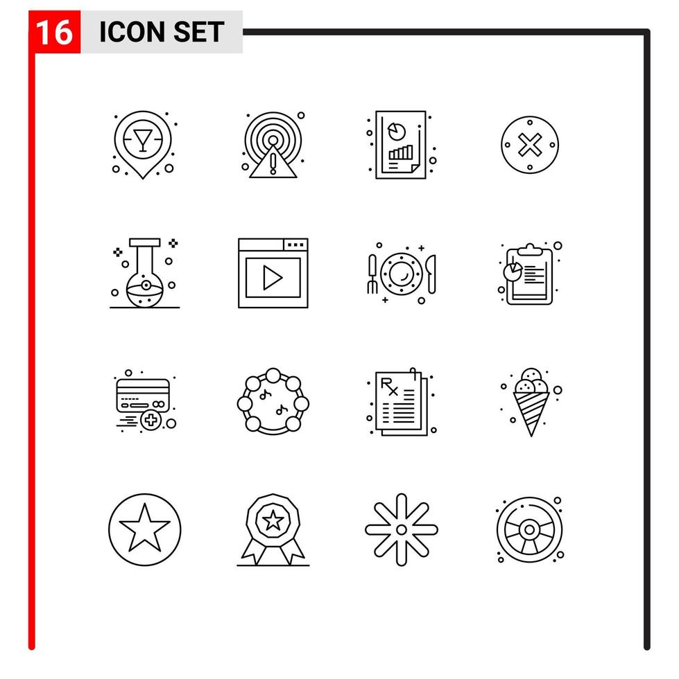 mobile interfaccia schema impostato di 16 pittogrammi di chimico palla finanziario prestazione Annulla attraversare modificabile vettore design elementi