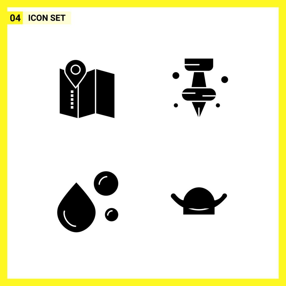4 icona impostato semplice solido simboli glifo cartello su bianca sfondo per sito web design mobile applicazioni e Stampa media vettore
