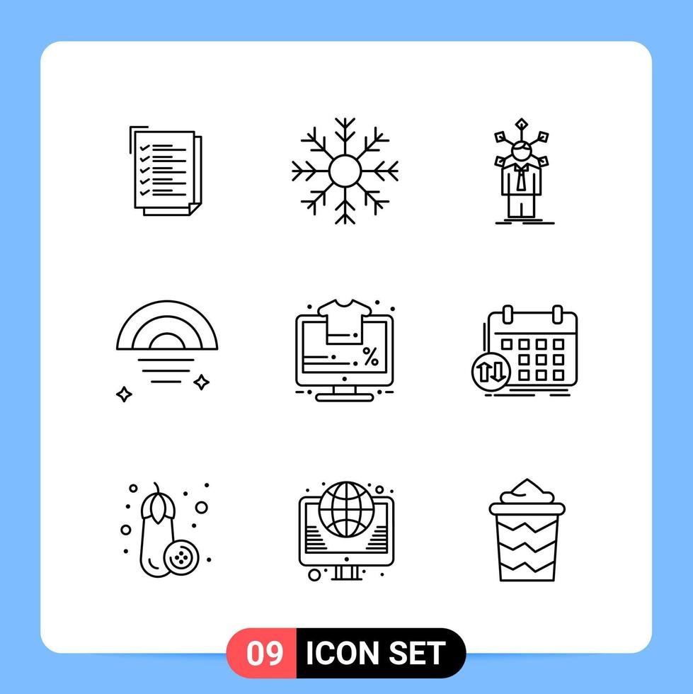 9 linea nero icona imballare schema simboli per mobile applicazioni isolato su bianca sfondo 9 icone impostato vettore