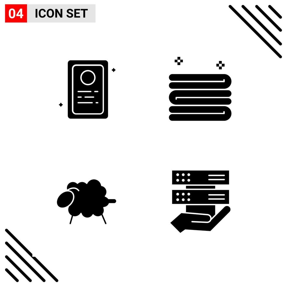 pixel Perfetto impostato di 4 solido icone glifo icona impostato per web progettazione e mobile applicazioni interfaccia vettore