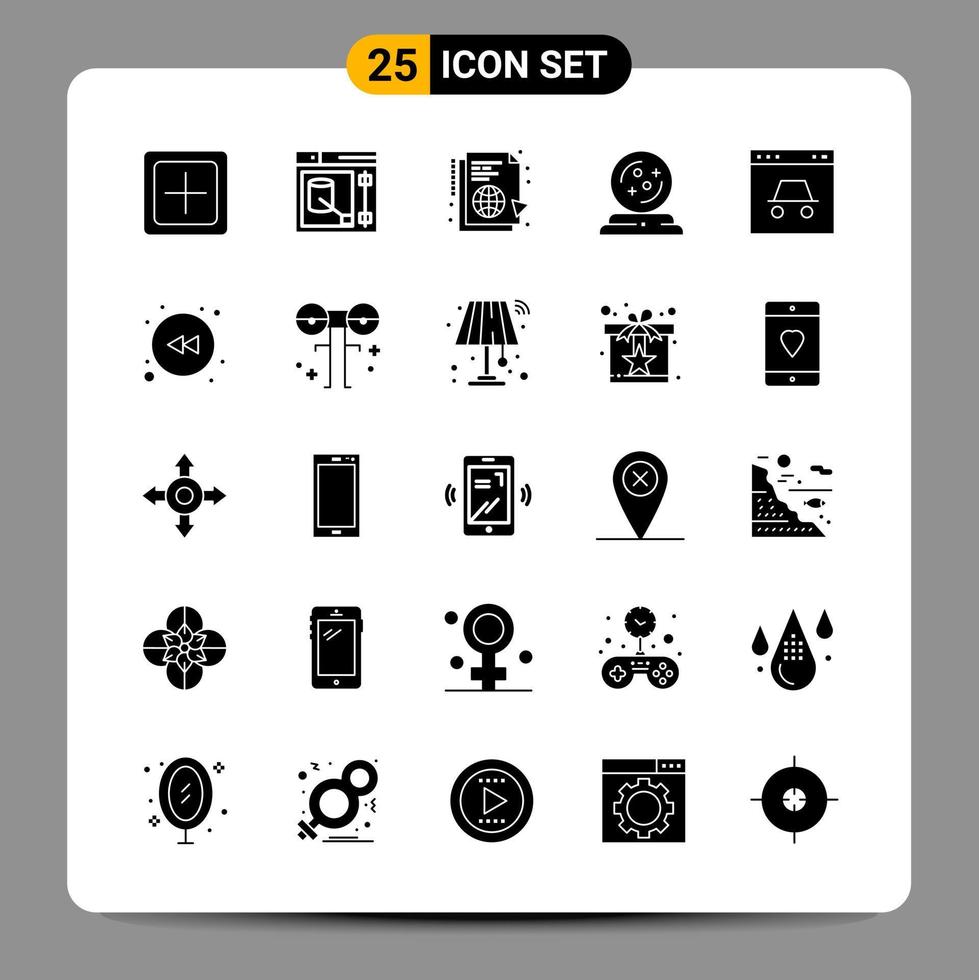 25 nero icona imballare glifo simboli segni per di risposta disegni su bianca sfondo 25 icone impostato vettore