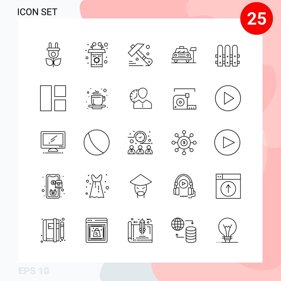 vettore imballare di 25 icone nel linea stile creativo schema imballare isolato su bianca sfondo per ragnatela e mobile