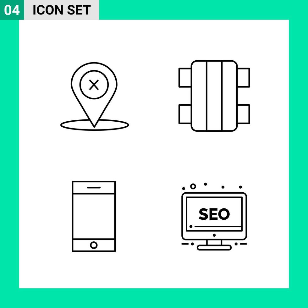 imballare di 4 linea stile icona impostato schema simboli per Stampa creativo segni isolato su bianca sfondo 4 icona impostato vettore