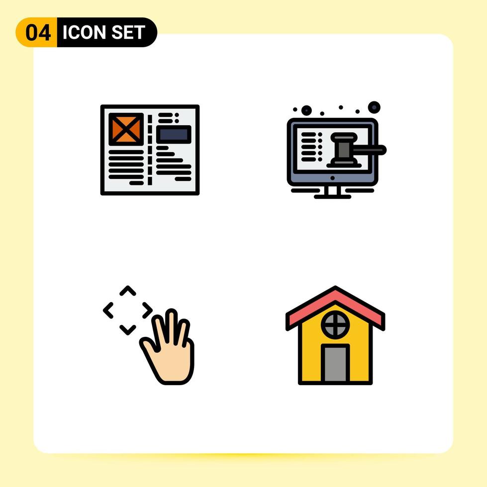 4 creativo icone moderno segni e simboli di blog negozio griglia vendita all'asta mano cursore modificabile vettore design elementi