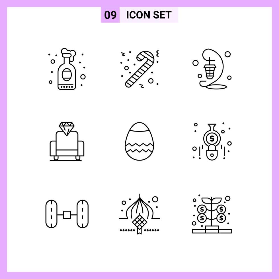 9 icone nel linea stile schema simboli su bianca sfondo creativo vettore segni per ragnatela mobile e Stampa