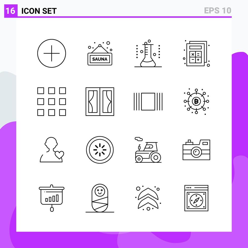 impostato di 16 icone nel linea stile creativo schema simboli per sito web design e mobile applicazioni semplice linea icona cartello isolato su bianca sfondo 16 icone vettore