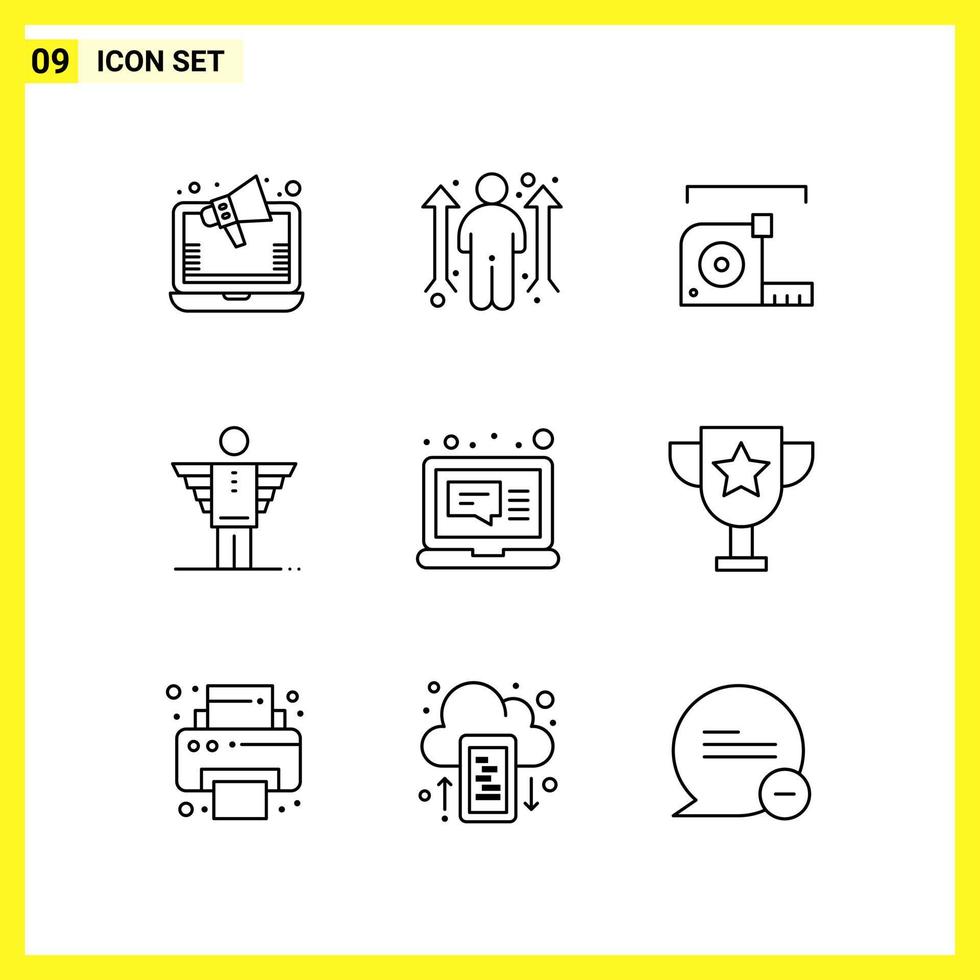 9 icona impostato semplice linea simboli schema cartello su bianca sfondo per sito web design mobile applicazioni e Stampa media vettore