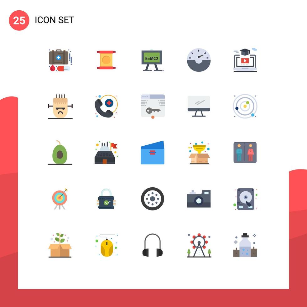 impostato di 25 moderno ui icone simboli segni per video grado chimica velocità trattino modificabile vettore design elementi