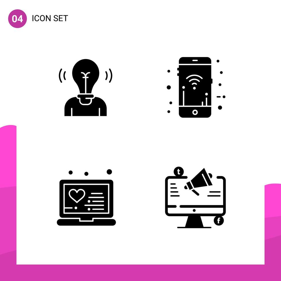 glifo icona impostato imballare di 4 solido icone isolato su bianca sfondo per di risposta sito web design Stampa e mobile applicazioni vettore