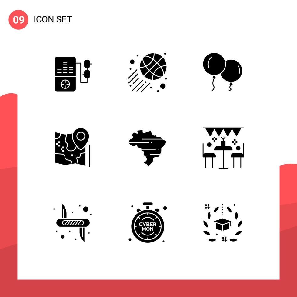 9 creativo icone moderno segni e simboli di celebrazione carta geografica primavera brasile Google modificabile vettore design elementi
