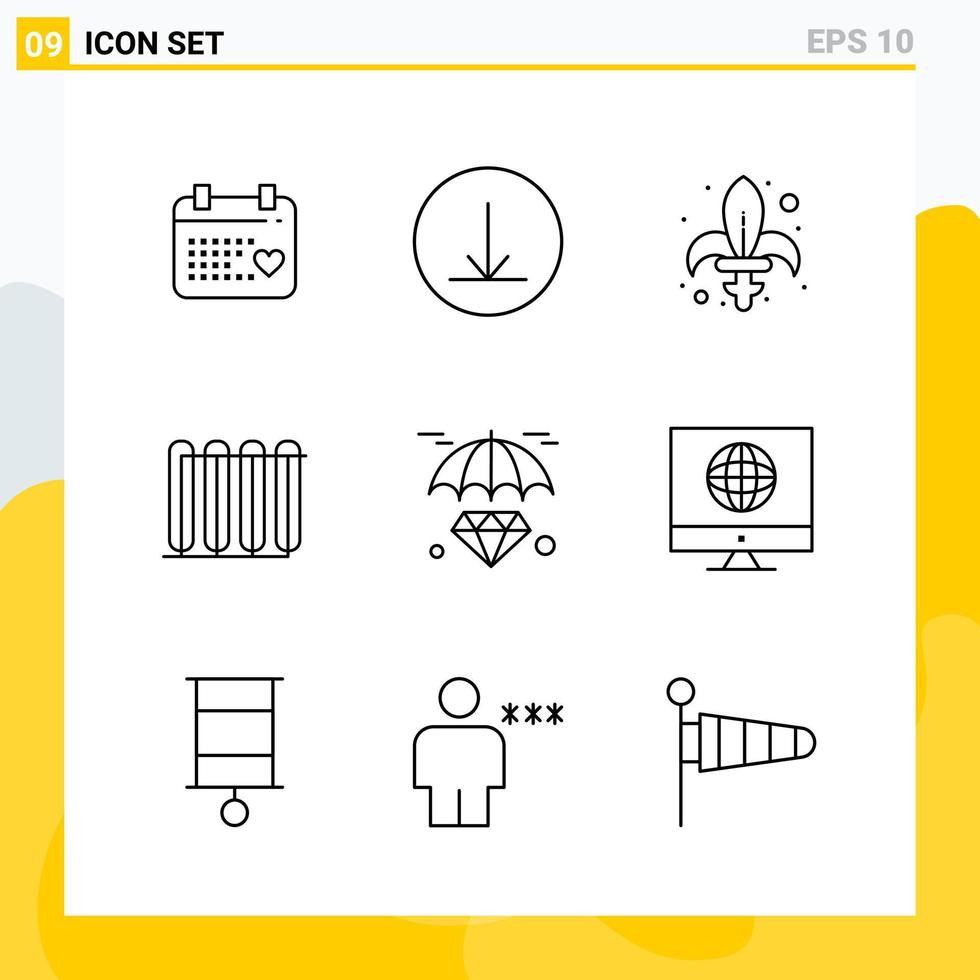 collezione di 9 universale linea icone icona impostato per ragnatela e mobile vettore
