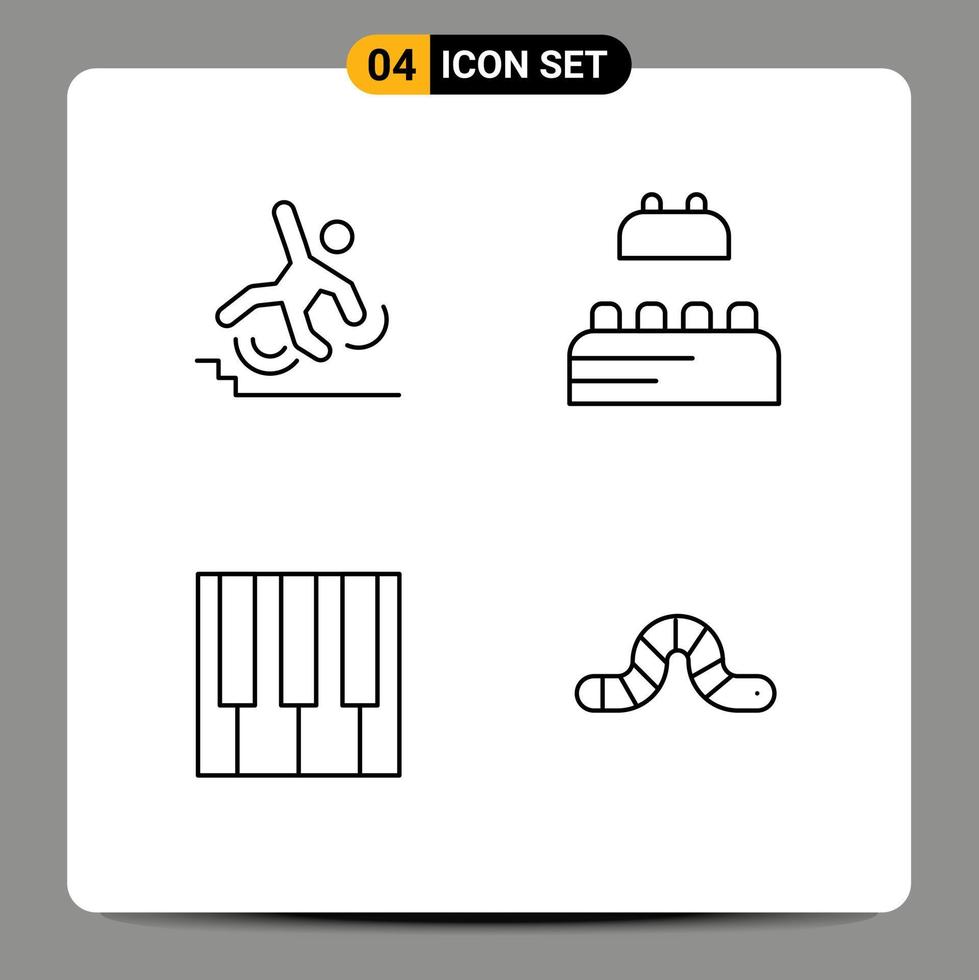 azione vettore icona imballare di 4 linea segni e simboli per attività commerciale tastiera fallimento costruttore pianoforte modificabile vettore design elementi