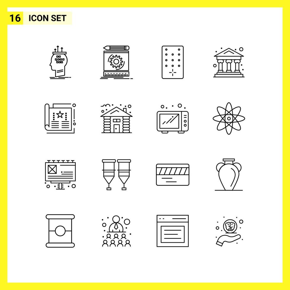 16 icona impostato semplice linea simboli schema cartello su bianca sfondo per sito web design mobile applicazioni e Stampa media vettore