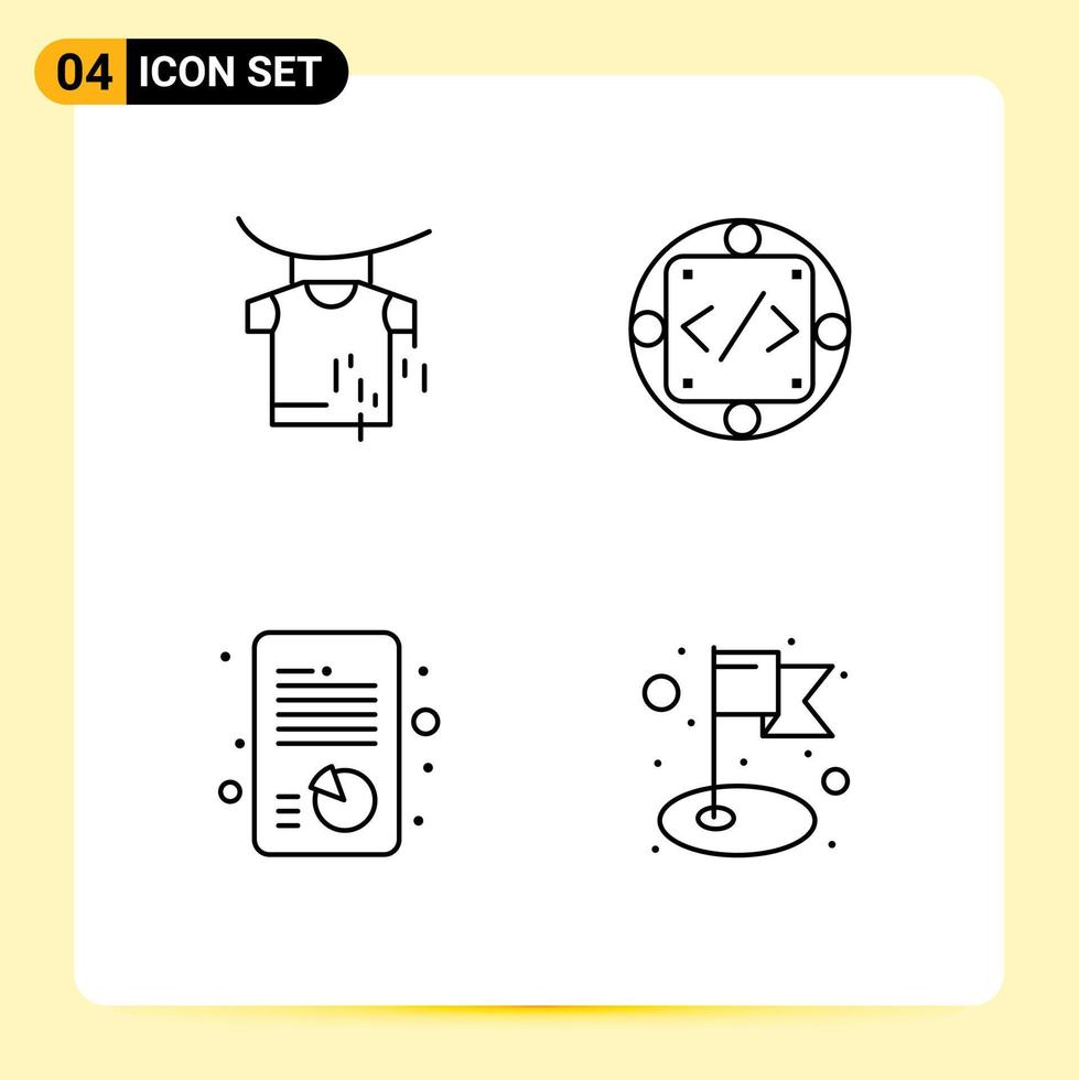 impostato di 4 moderno ui icone simboli segni per Abiti gestione codice gestione strategico modificabile vettore design elementi