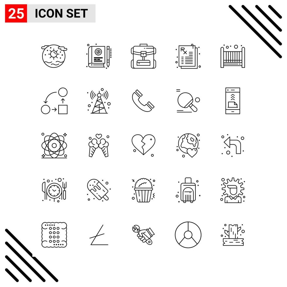 pixel Perfetto impostato di 25 linea icone schema icona impostato per web progettazione e mobile applicazioni interfaccia vettore