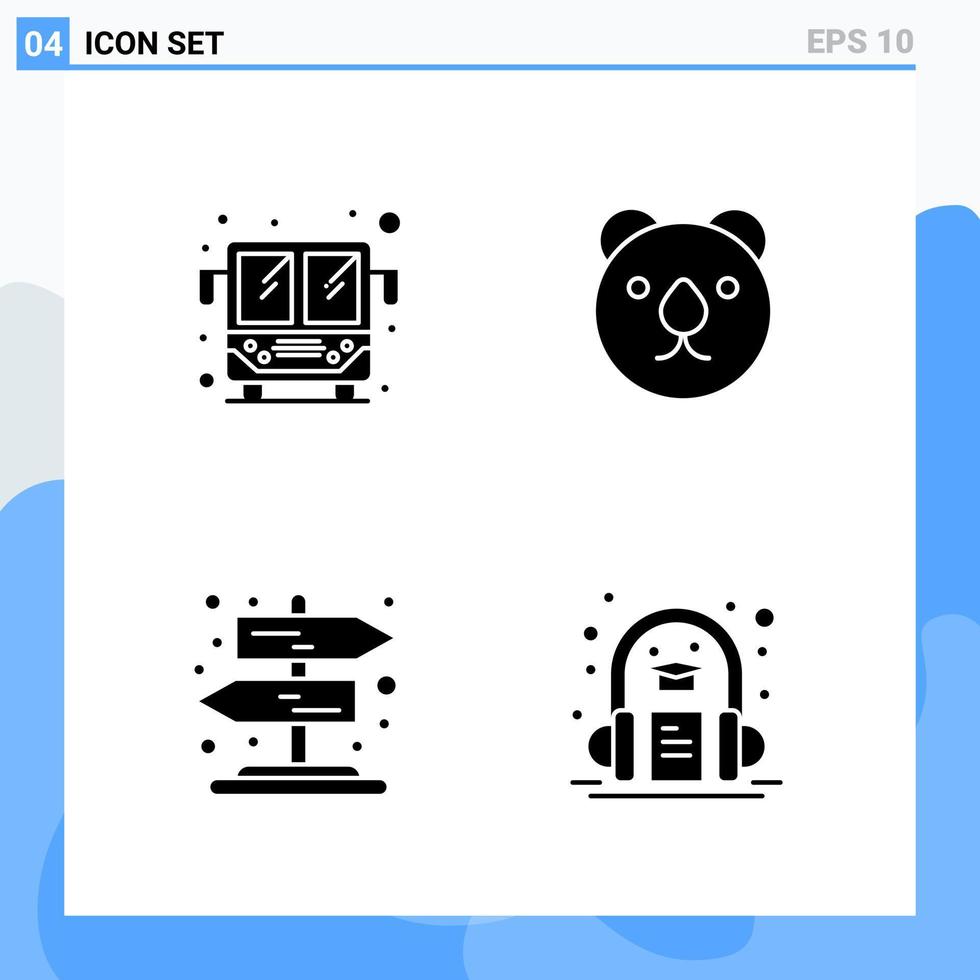 moderno 4 solido stile icone glifo simboli per generale uso creativo solido icona cartello isolato su bianca sfondo 4 icone imballare vettore